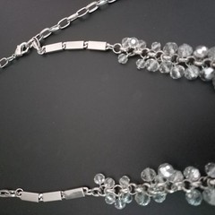 Vintage 24″ Opera Length Ombre Gradient Crystal Cluster Bib Statement Necklace