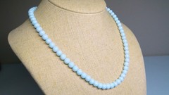 Lovely Vintage Strand Pale Blue (Turquoise??) Beads Necklace w 10K Gold Clasp