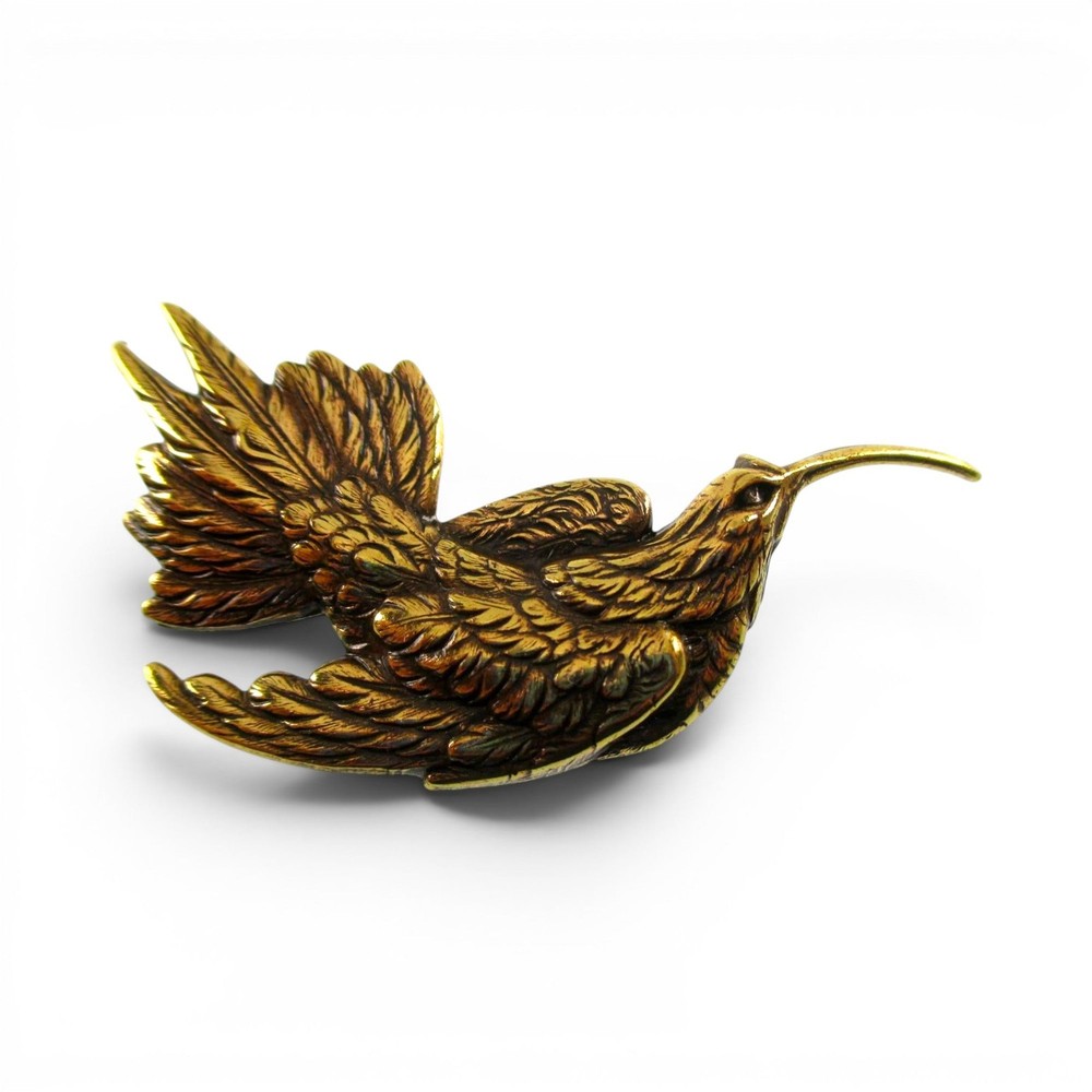 Vintage Long Billed Curlew Bird Brass Pin Antique Brooch French Casting