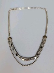 Vintage Y2K Dainty Silver Tone 3 Strand Drape Adjustable 12″ Choker Necklace