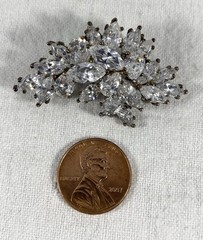Vintage JJJ Sterling Silver CZ Brooch 11 Grams