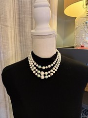 Vintage Japan Multi-Strand Beaded Necklace White And Green/ Blue