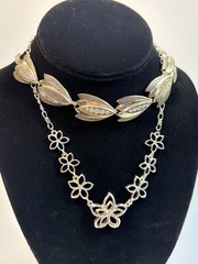 Choker Necklaces in Silver Tone with Chunky Maximalist Design Lightweight 14 in