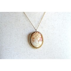 Antique Edwardian 800 Silver Gold Cameo Pearl Halo Brooch Pendant Necklace