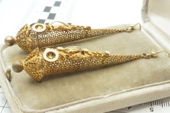 ANTIQUE ENGLISH GEORGIAN PINCHBECK LONG DROP EARRINGS STARS Etc.