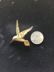 Vintage Evan St Clair Hummingbird Brooch Pin Unsigned Genuine Ruby Eye Box