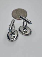 Vintage Krementz 14K White Gold Overlay Brushed Finish Minimalist Cufflinks