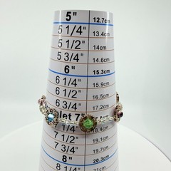 Multicolor Crystal Beaded Bracelet Silver Tone Boho Layering Statement Jewelry