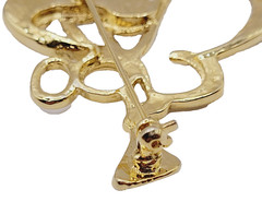 Angel Blowing Trumpet Rhinestone Tipped Wings Shiny Gold Tone Vintage Brooch Pin
