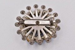 Vintage Sky Blue Rhinestone Starburst Brooch Crystal Silver Floral Pin 50s BinBI