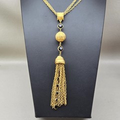 Vintage Tassel Necklace Black Gold Tone Long Layering Statement Runway