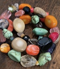 Vtg Natural & Man-made Colorful Stone Beaded Necklace, Non-magnetic Toggle