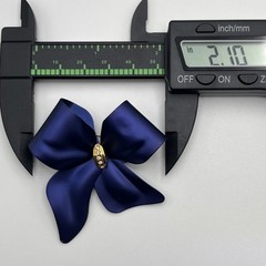 Tona Bow Brooch & Pierced Earrings Set Blue Clear Rhinestone