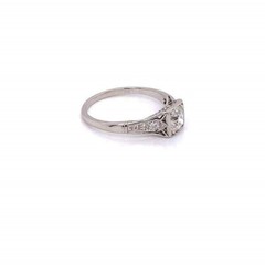 Vintage Art Deco Round Cut Lab Created Diamond Wedding 14K WhiteGold Filled Ring