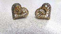 Stunning Beautiful Large Heart Shape Diamond Earrings 14k Gold Make OIffer