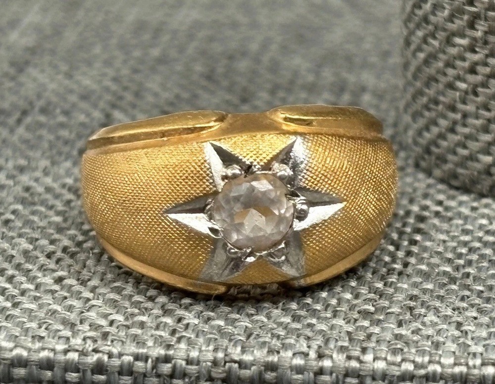 Vintage Celestial 18K HGE Yellow Gold Plated Vargas Sun Starburst Star Ring Sz 5