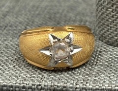 Vintage Celestial 18K HGE Yellow Gold Plated Vargas Sun Starburst Star Ring Sz 5