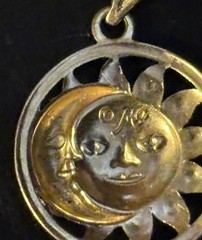 Vintage Light Weight 14kt Yellow Gold Celestial Duo Pendant