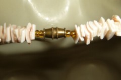 PALE PINK PUKA SHELL BEADS 9″L BOHO NECKLACE #195B