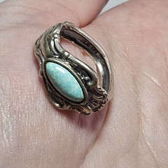 ESPO Vintage Sterling Blue Turquoise Scrollwork Wrap Ring Currently Sz 7