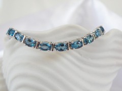 New Sterling Silver 925 Natural Heated London Blue Topaz Tennis Bracelet Fits 7″