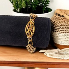 Napier Ornate Chain Link Bracelet Vintage Gold Tone Open Work Filigree Rococo