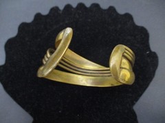 Vintage Mid Century Artisan Copper Brass Cuff Bracelet Signed Clarke V Carmen