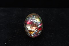 Vtg Domed Confetti Gold Tone Acrylic Resin Artist Made Adjustible Ring Fireworks