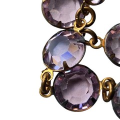 Art Deco Flapper Lavender Glass Necklace Double Bezel Two-Sided Prong Setting
