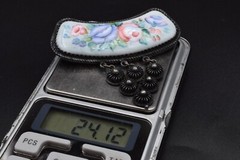 VTG OLD russian Cupronickel Finift Enamel Retro porcelain brooch German Silver