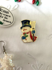 Vintage Christmas Jewelry Lot of 17 Pieces Earrings Pins Brooch Mixed Material
