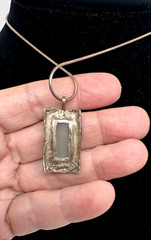 Vintage 925 Silver And Gold Necklace With Green Stone Delicate And Special.