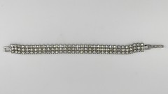 VINTAGE ROYALE GEMS MAN-MADE DIAMOND 3-ROW BRACELET – 6.75″ WITH BOX SPARKLY!