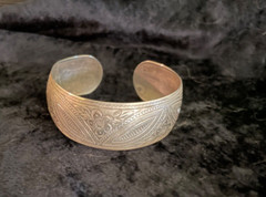 art nouveau silver 835 cuff bracelet, flower decor, 2.25 ” diameter, approx. .8″