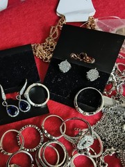 Estate Collection Silver Tone Jewelry Lot Rings Earrings mixed lot #10a (60 pcs)