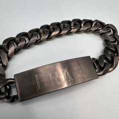 Custom “BRAD” Stainless Steel Mens Link Bracelet With Secret May 17, 1974 Date