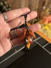 Baltic Amber Tassel Necklace 925 Sterling Silver On Leather Cord Vintage