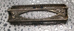 14K GOLD ANTIQUE ART DECO DIAMOND BLUE SAPPHIRE PIN BROOCH PIN FILIGREE JEWELRY