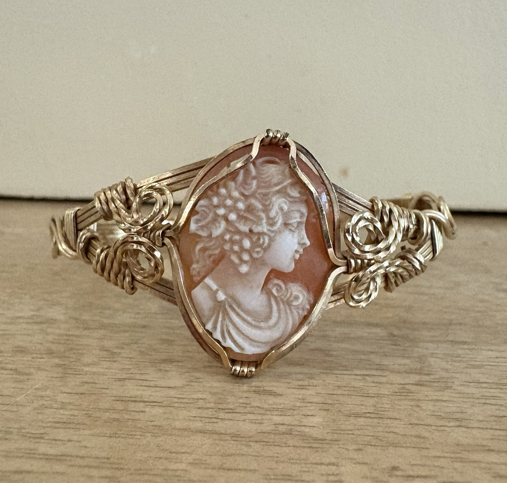 RETIRED Ronaldo Designer Jewelry Cameo Wire Wrapped Bracelet 7″ M 14K Gold