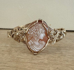 RETIRED Ronaldo Designer Jewelry Cameo Wire Wrapped Bracelet 7″ M 14K Gold