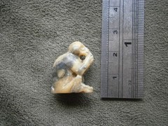 Carved Soapstone Speak No Evil Monkey with Hole Vtg Bracelet Charm Pendant 4.3g