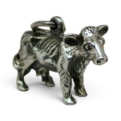 Sterling Silver DAIRY COW Charm for Bracelet PENDANT Farmer Gift MILK Vintage