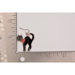 Vintage Black Cat Earrings Halloween Orange Rhinestone Crystal 1990s BinAZ