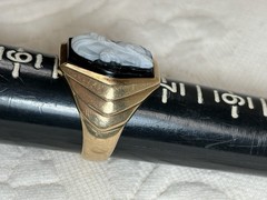 Antique 10K Hardstone Cameo Intaglio Gold Ring Size 8