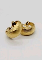 Monet Earrings Hoop Brushed Gold tone Clip on Textured .75 in Vintage