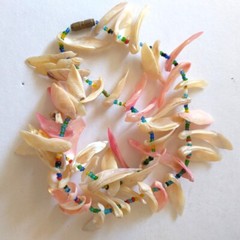 Vintage Dyed Seashell Shell Necklace Fringe Boho Beach Coastal Mermaidcore Beach
