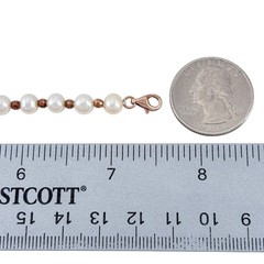 Vintage Rose Gold-Tone Sterling Silver 925 Pearl Bracelet 7.5″