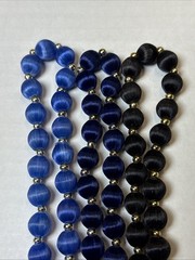 Beaded Necklaces Satin & Silk Vintage – Lot of 4 Red Black Dark Blue Light Blue