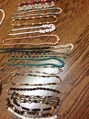 19 Vintage Beaded Necklaces & Bracelets- Lot 1 (Various Styles, Colors & Clasps)
