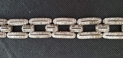 Antique Art Deco Pot Metal Paste Rhodium Plated Bracelet & Safety Chain 1920s